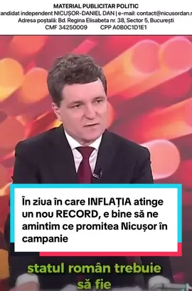 În ziua în care inflația a atins un nou record, 9,9% în august 2025, după creșteri de taxe, impozite și reduceri de pensii, salarii și burse, e greu să nu ne amintim ce promitea Nicușor Dan în campania prezidențială din primăvară. „Putem să ne ducem la 7% pentru 2025, așa cum și-a propus la început Guvernul. Putem să facem asta și după aceea; odată ce ieșim din această zonă de neîncredere, atât pe plan politic, cât și economic, putem să menținem stabilitatea în economie”, declara Nicușor Dan. Și mai clar era pe tema taxelor și a TVA: „Vreau să păstrăm TVA-ul la nivelul de 19% cât este acum. Putem menține zona fiscală cu TVA de 19% dacă facem lucrurile corect.” #romania #nicusordan #presedinte #inflatie #gandul