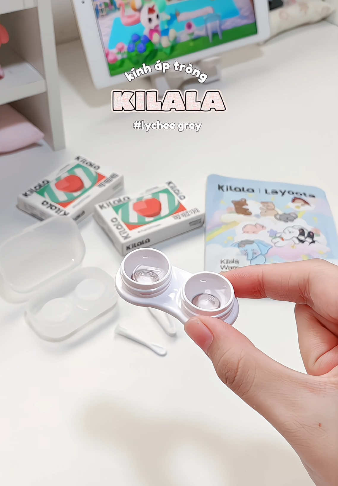sao ai có thể nghĩ ra được cái màu xinh tới vậyyyy 💯 màu Lychee grey của Kilala lens nha #kilala #kinhaptrong #lens #makeup #viral 