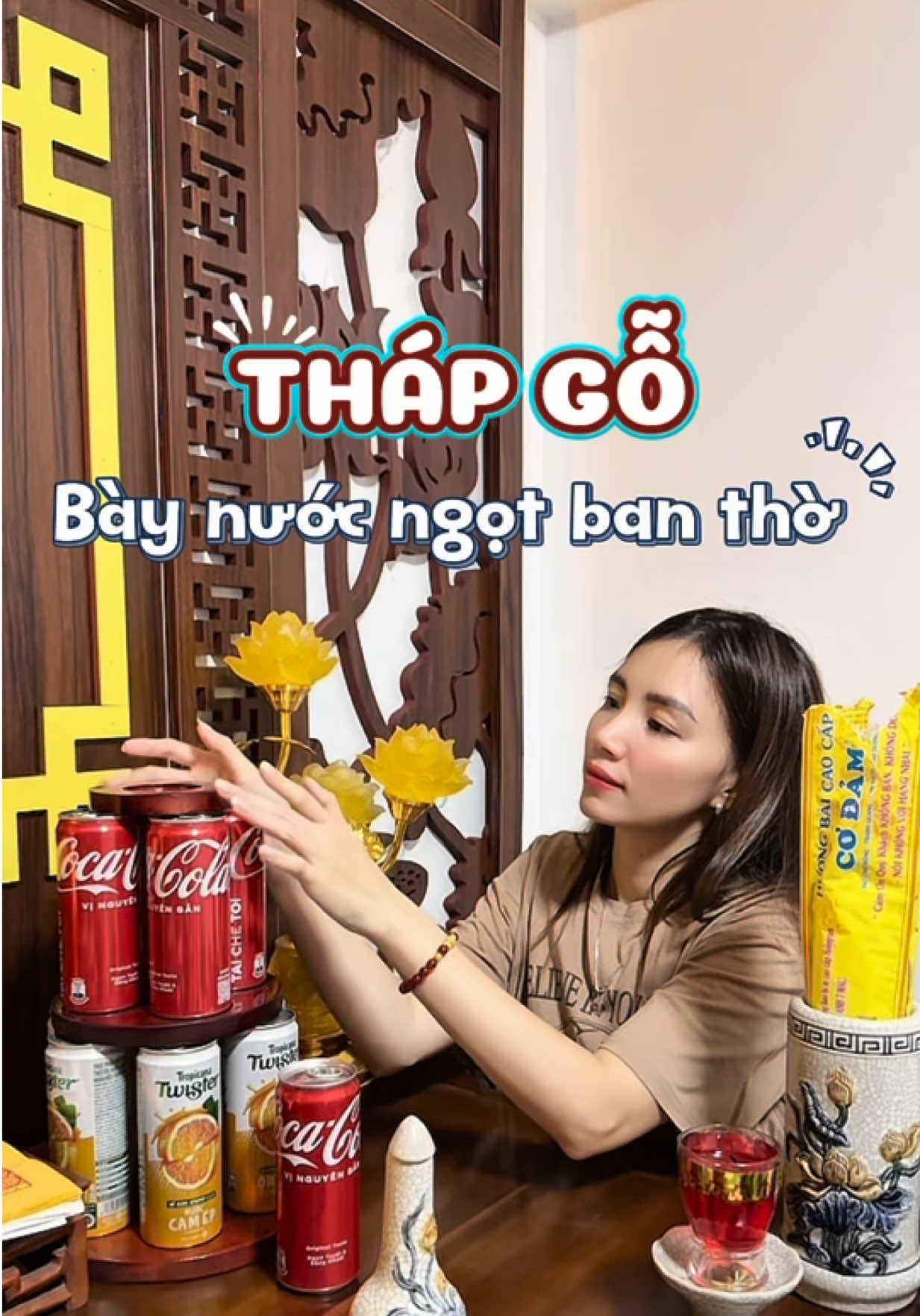 Tháp gõ bày nước ban thờ, sang trọng dễ dàng #xuhuong #thapgobaynuocngot #thapgobaybantho 