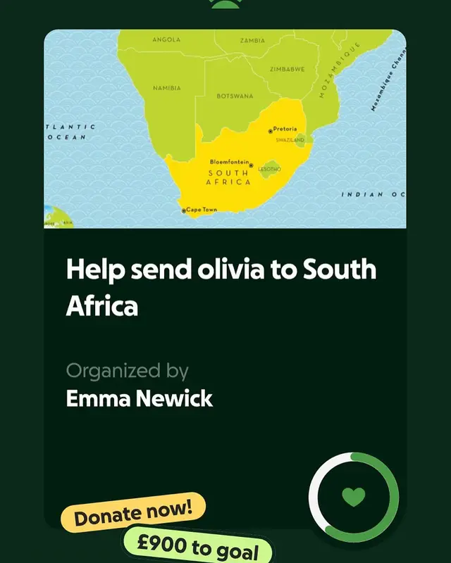 Help send our little girl to south Africa a trip of a lifetime all details on the go fund me page https://gofund.me/541ea2aaf 