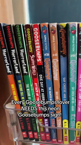 Need something else to add to you Goosebumps collection? Snag the neon sign in the shopping bag!  #goosebumps #fyp #neonsign #rlstine #spookyseason 