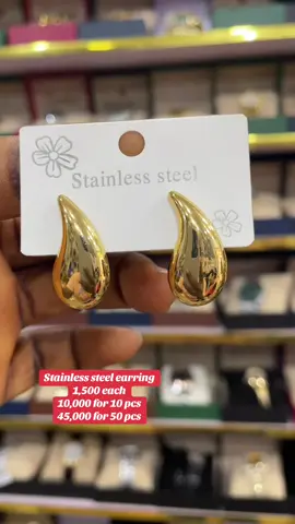 Stainless steel earrings Price :  1,500 each 10,000 for 10pcs 45,000 for 50 pcs Send in your order on WhatsApp  to  any of these numbers  Sparkling official 1: 08137957316 Sparkling official 2: 07073682310  Sparkling official 3: 08129067275 Or via Instagram Dm Or walkin to our store @158 Ekoro road Ekoro junction, Abule Egba Lagos Delivery within Lagos: 1-3 working days  Delivery outside Lagos : 2-5 working days