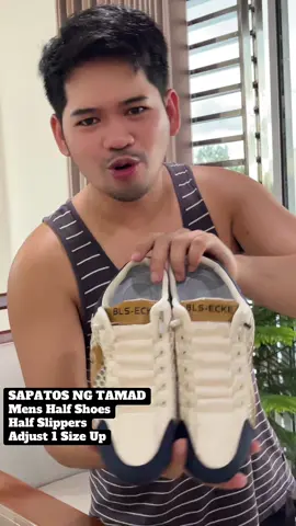 SAPATOS NG TAMAD Mens Half Shoes Half Slippers Adjust 1 Size Up