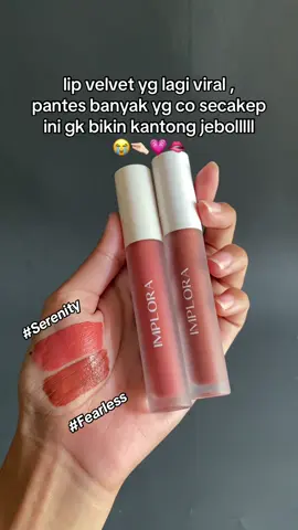 Bener” cakep rugi kalo gk co sih 😍 shade nya bagus semua , yuk samaan @Implora Cosmetics #implora #imploracosmetics #lipvelvet #lipcream #lipcreamviral #fyp #pageforyou 