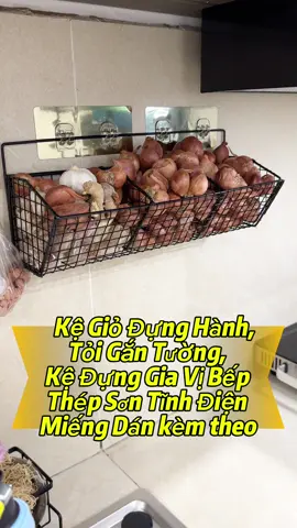 Kệ Giỏ Đựng Hành, Tỏi Gắn Tường, Kệ Đựng Gia Vị Bếp Thép Sơn Tĩnh Điện ##phuongmy##dogiadung##kedanang