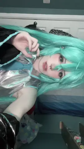 im gonna see if i can cosplay power today since im feeling better :D  #miku #mikucosplay #vocaloid #cosplay #femboy 