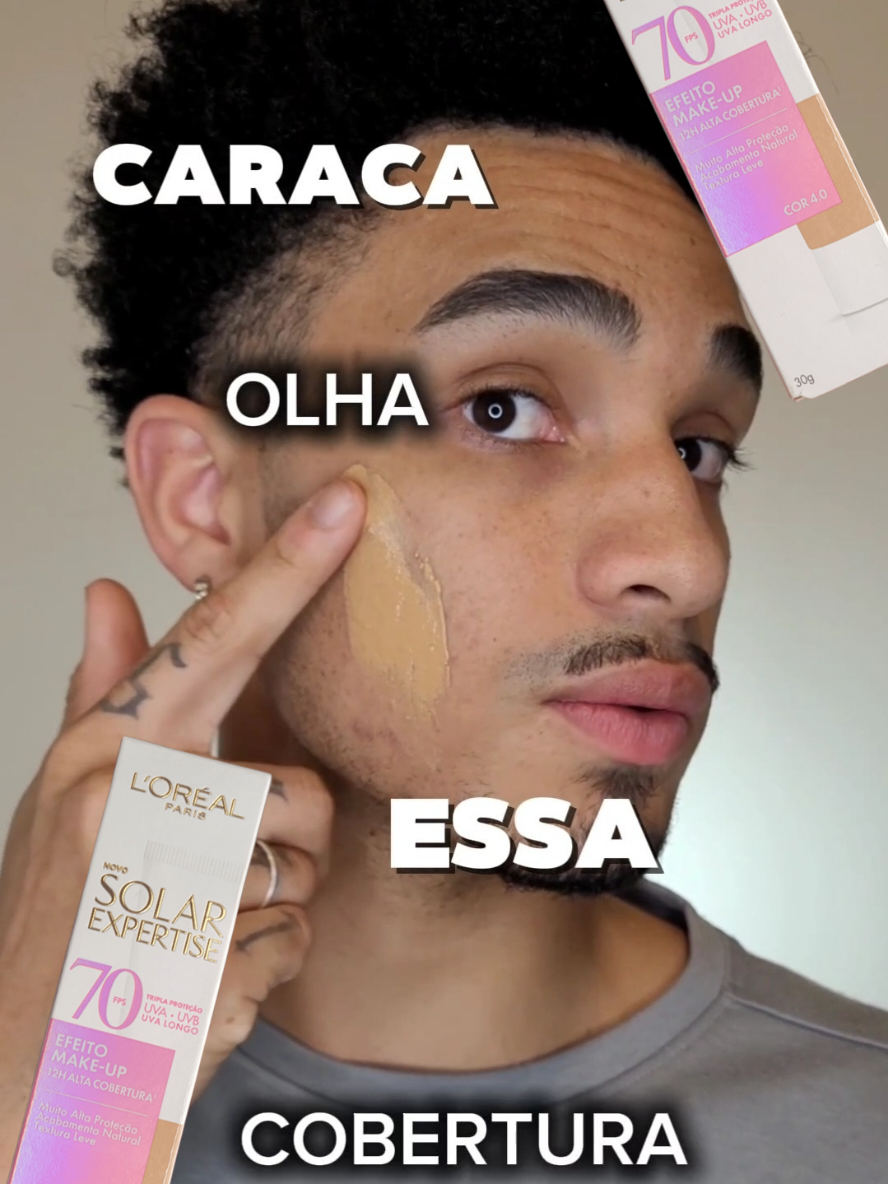 Protetor solar + efeito MAKE-UP?? 😱 @L’Oréal Paris  O mais novo Solar Expertise de L'Oréal Paris com FPS 70☀️ venho pra causar! Tripla proteção e Alta cobertura!!! #SolarExpertiseMakeup #lorealparis #skincare *publi
