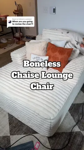 Replying to @Colleen this oversized chaise lounge sofa really is genuinely super comfortable. This one’s different than the other one that went crazy all over TikTok. I had two of those thinking that they were gonna be amazing and then after a couple weeks of having them, I realize these are not very good at all.#chaiselounge #bonelesscouch #bonelesschair #chaiseloungechair #tiktokshopcreatorpicks 