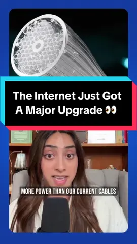 The internet just got a major upgrade in a really cool way After 40 years of the same fiber optic technology, scientists just cracked the code on making the internet potentially dramatically faster, by sending data through thin air! A company called Lumenisity created hollow glass ‘straws’ that send data through air instead of solid glass. The result? Light travels 45% faster, cables can handle 1000x more power.  These hollow fibers can even support quantum communication systems, opening up possibilities we’re only beginning to understand.  This could be the next era of the internet #Science #internet #wifi #technology