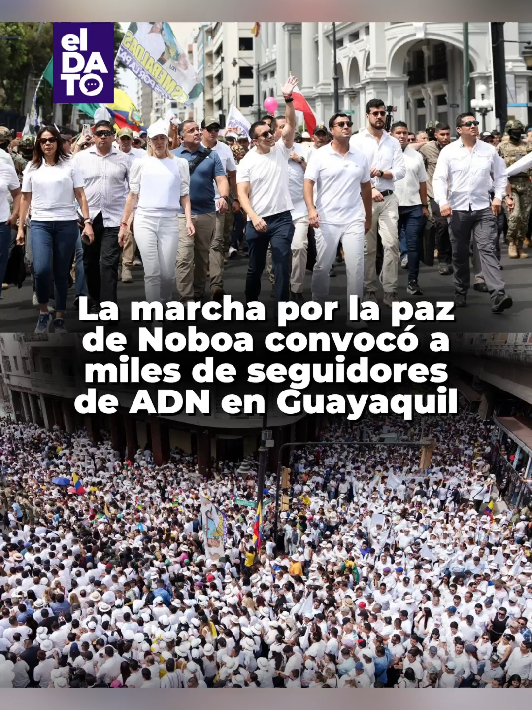 Este fue el resultado de la marcha por la paz y seguridad del presidente Daniel Noboa en Guayaquil. El líder de ADN caminó junto a su madre, la legisladora Annabella Azin y miles de simpatizantes que aseguraron acompañarlo por voluntad propia.  “¡Esto no es pagado, Noboa se lo ha ganado!”, coreaban los asistentes.  Al llegar al final de la marcha, el primer mandatario concluyó su discurso invitando a la Corte Constitucional a que permita que los ecuatorianos elijan en las urnas, haciendo referencia a la Consulta Popular y las preguntas negadas por los magistrados. #DanielNoboa #Guayaquil #Marcha #CorteConstitucional #ConsultaPopular