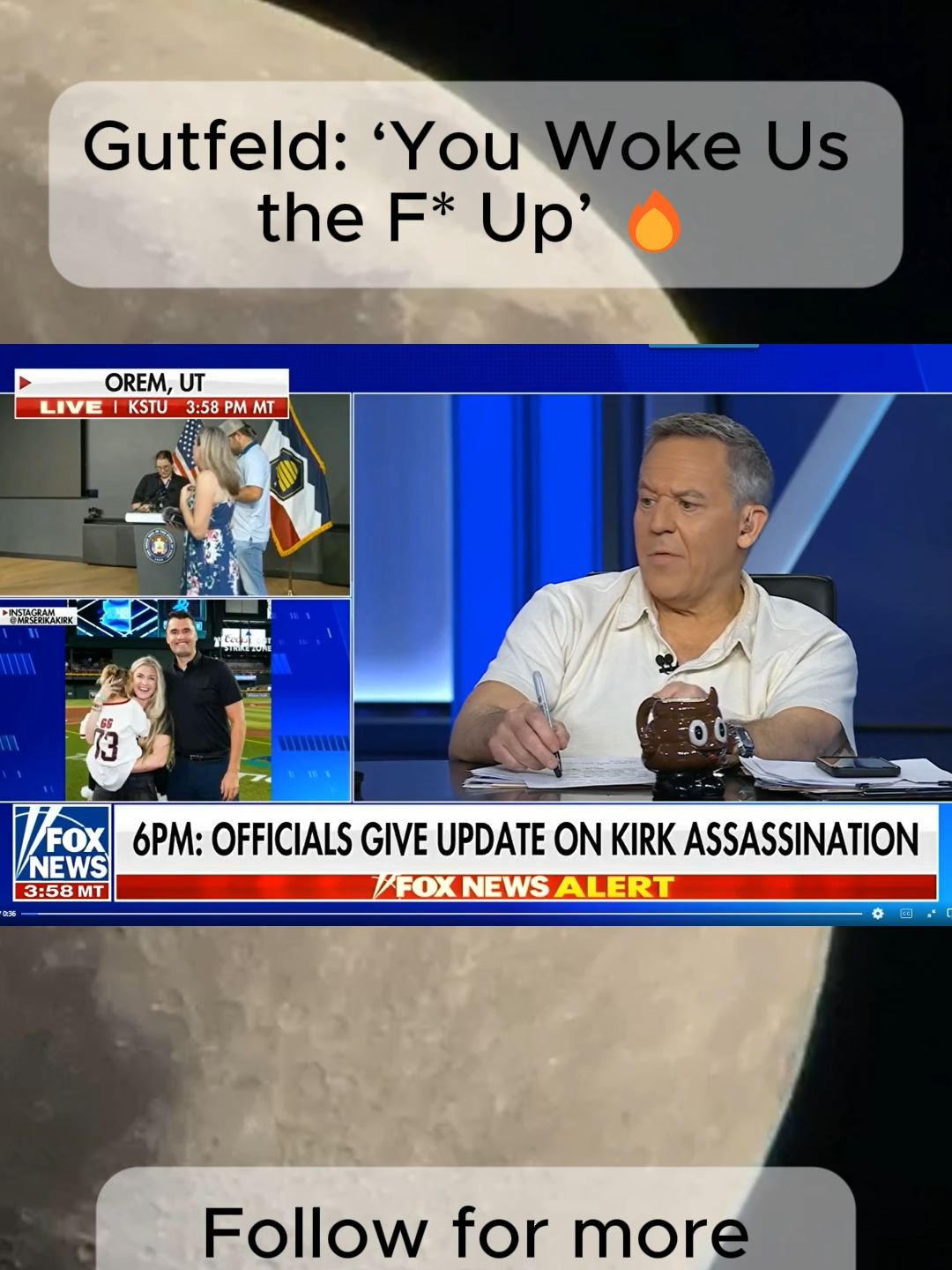 Greg Gutfeld Reacts to Charlie Kirk’s Assassination” “‘Thoughts and prayers’ — and a warning.” Greg Gutfeld called for prayers for Charlie Kirk’s family but also delivered a fiery message: those who carried out the attack may have thought they could stop a movement — but they only woke it up. Do you agree that this tragedy will galvanize his supporters? #CharlieKirk #GregGutfeld #PoliticalTikTok #RejectPoliticalViolence #StayInformed