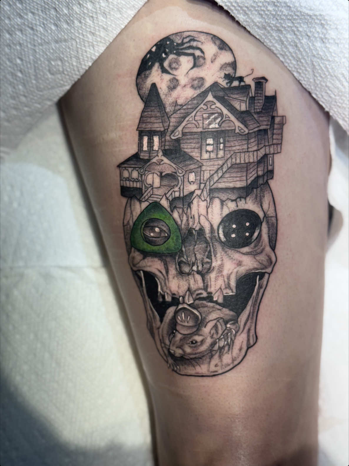 Tattoo I did for my undying love for Coraline 🪡 Kategravestattoo on IG!  #fyp #coraline #pinkpalace #tattoo #asheville