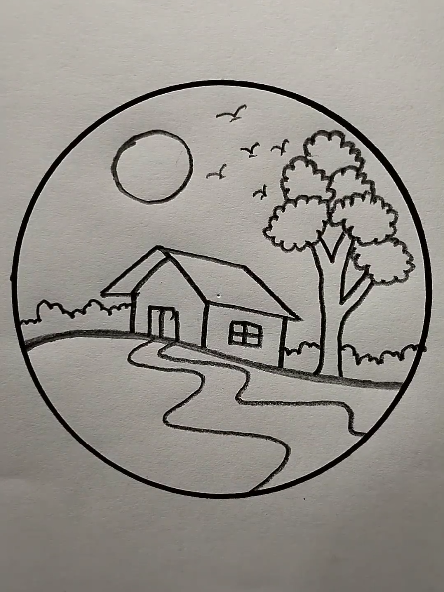 Beautiful house scenery drawing#artistsoftiktok #trending #artistoftiktok #foryoupage #Foryou 