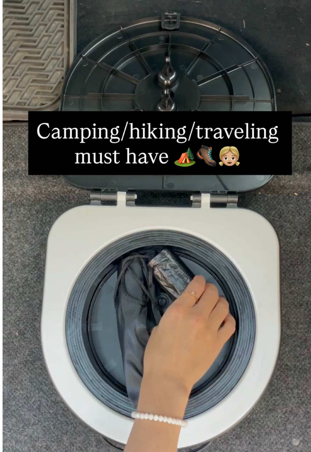 If you’re someone who enjoys camping, hiking, or traveling (especially with kids), then you need this portable toilet. It’s height adjustable so that it’s comfortable and age/size appropriate, and can hold up to 380 pounds. Super small and compact to throw inside any type of bag or trunk 🏕️🥾 #por#portabletoileto#sponsoredm#campinghacka#travelhackm#campingmusthave