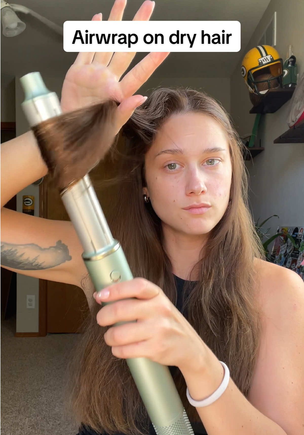 Fun fact it’s my fav color💚 #satisfying #blowout #airwrap #hair #asmr  