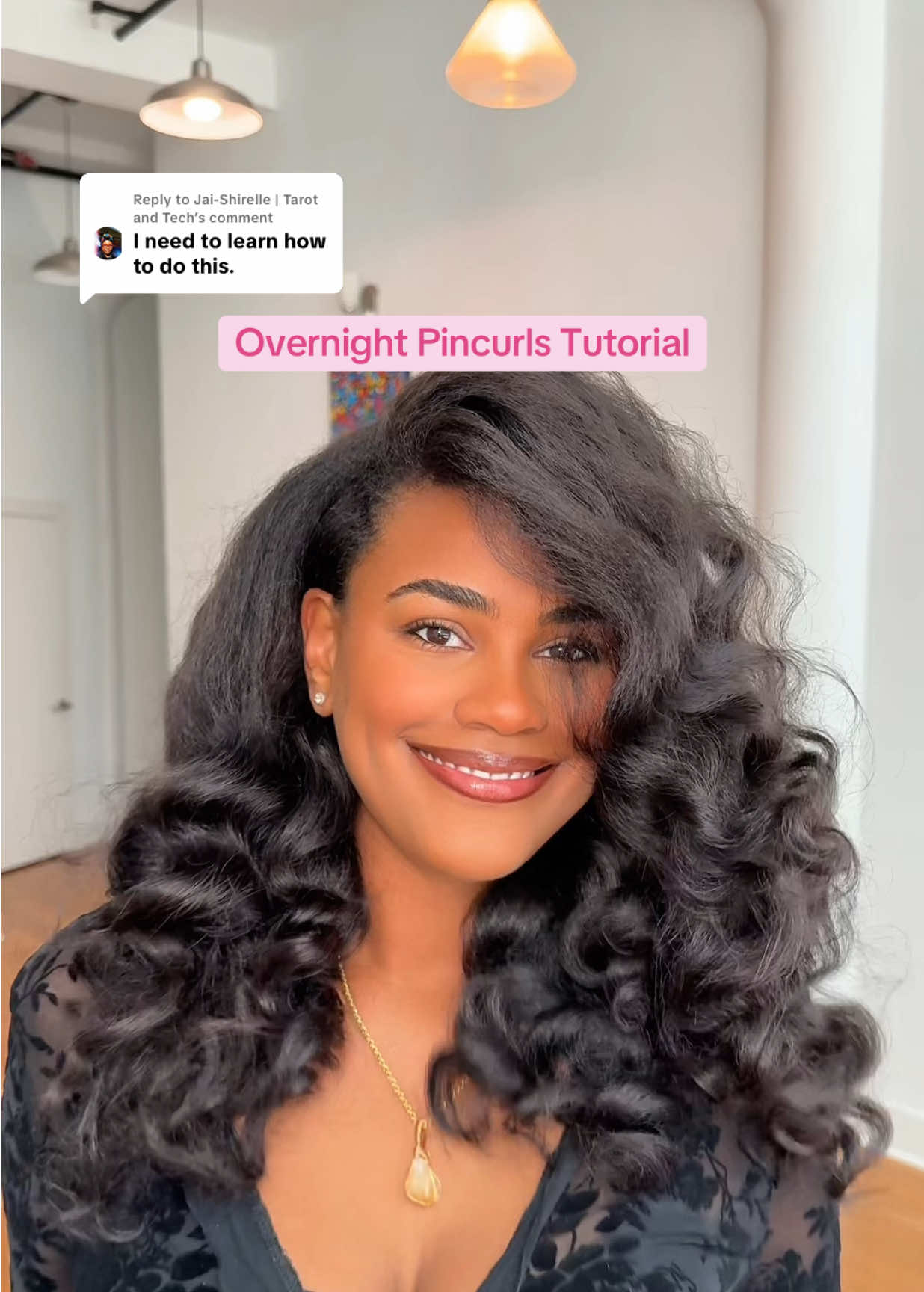 Replying to @Jai-Shirelle | Tarot and Tech easy overnight #pincurls tutorial 💕