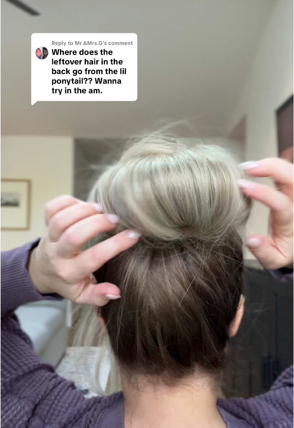 Replying to @Mr.&Mrs.G You can tuck it right into the main pony. Hope this helps 💕💕  #hairstyles #hairtutorial #hair