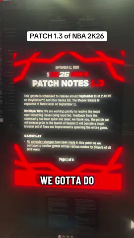 NBA 2K 26 patch notes 1.3 #dreonyx #youtuber #nba2k26 #fyp  