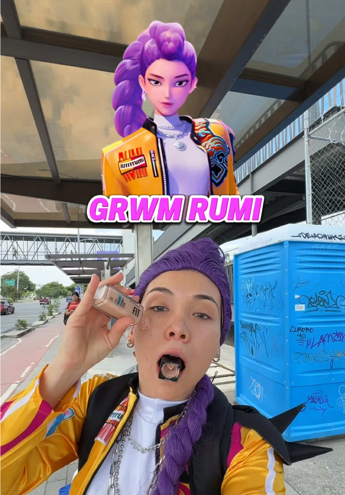 GRWM Rumi de las K pop Demon Hunters 🎤💜 #cosplay #rumi #huntrix 