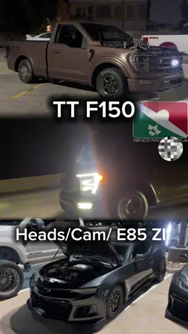 Stock blower ZL1 holding it down! TT F150 still walked away with the win but dam that stock blower was putting work in #f150 #zl1 #twinturbo #rollracing #racing 