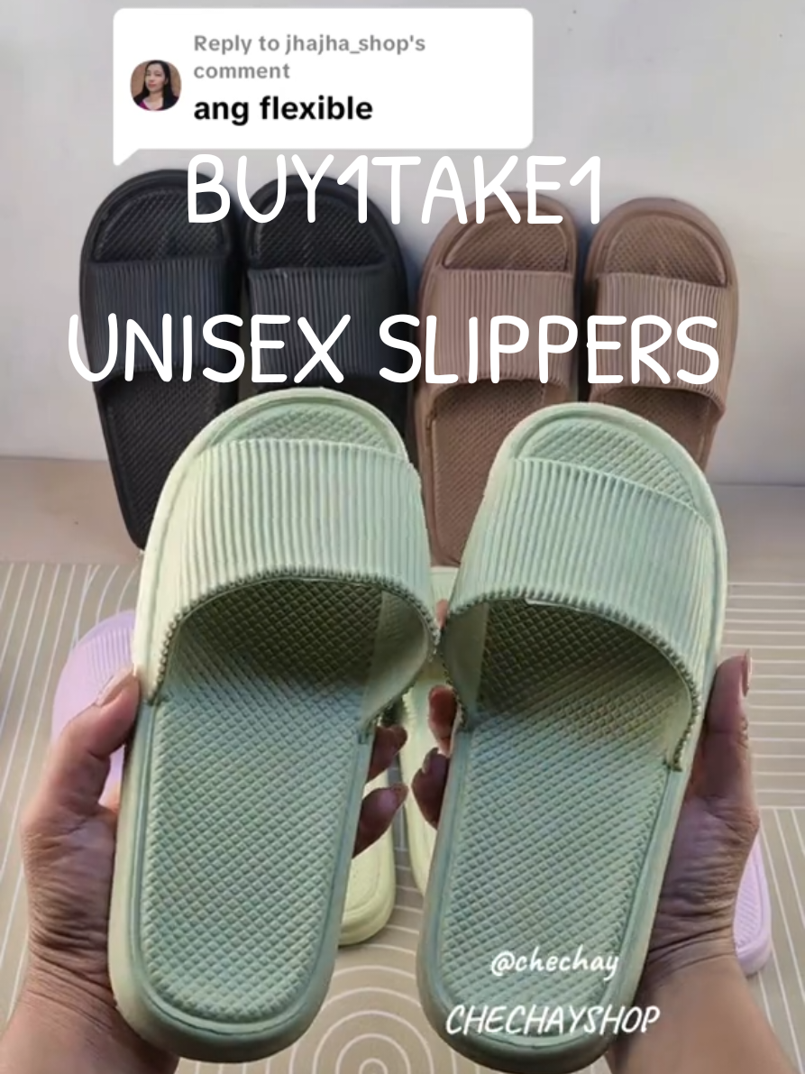 Replying to @jhajha_shop #fyp #buy1take1 #unisexslippers 
