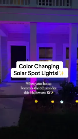 Obsessed with these solar spot lights 🌈  Halloween vibes now, Christmas vibes later 🎃➡️🎄 No wires, just pure spooky magic! 🌙🎃 #halloween #solarspotlight #solarlights #spookyseason #tiktokshopcreatorpicks @GIGALUMI.OFFICIAL 