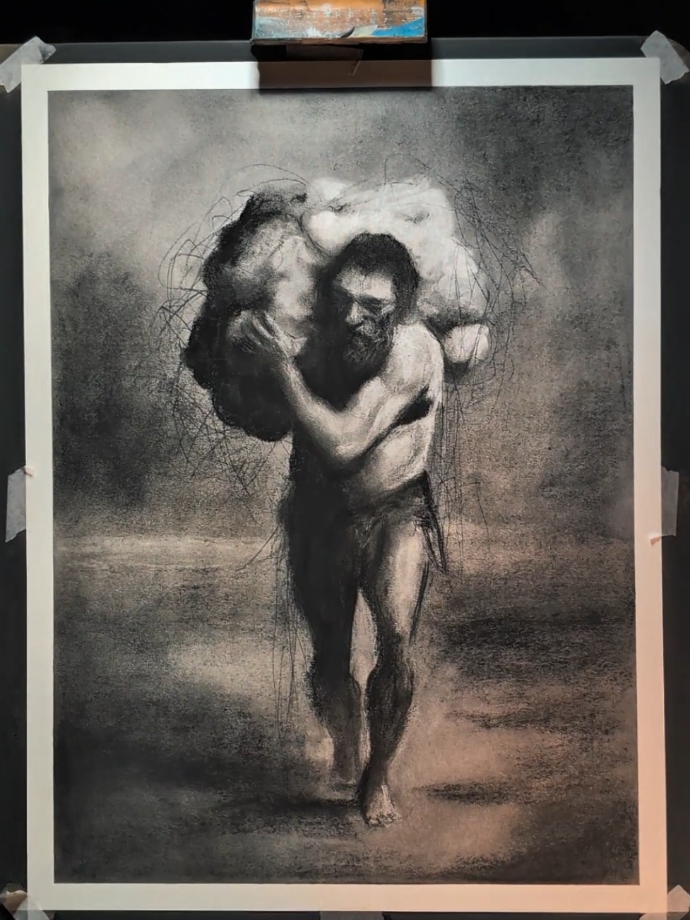 Chill calm charcoal drawing session. This is called Charcotik 37. #fyp #foryou #charcoaldrawing #art #drawing 