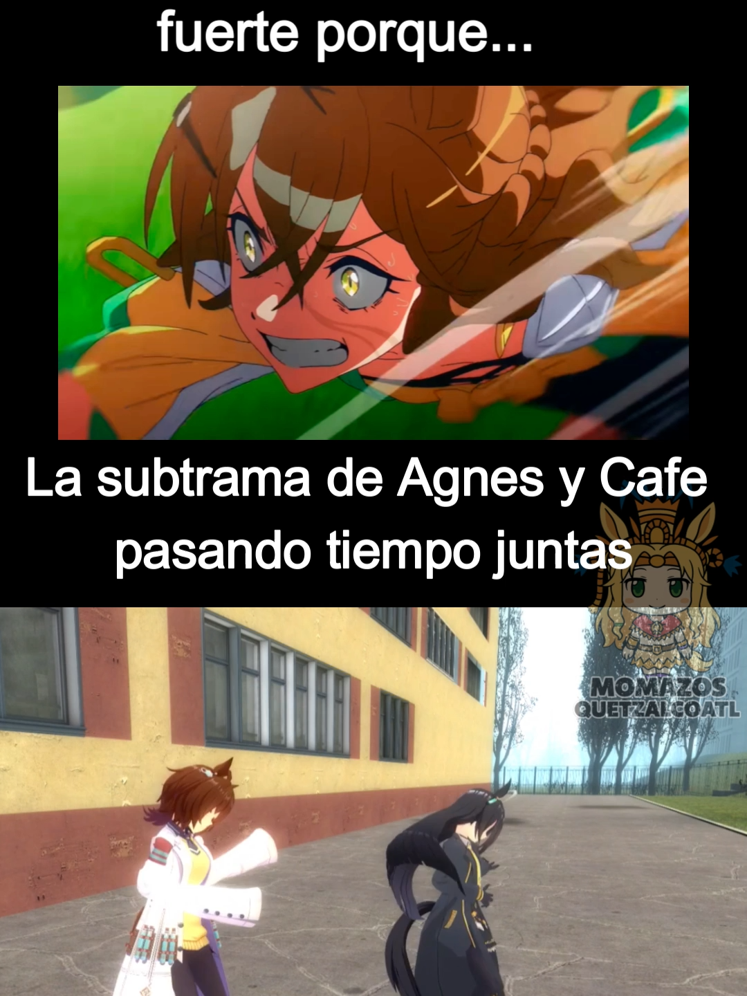Ver a estas dos juntitas siempre da años de vida #umamusume #umamusumeprettyderby #umamusumememe #agnestachyon #manhattancafe #momazosquetzalcoatl