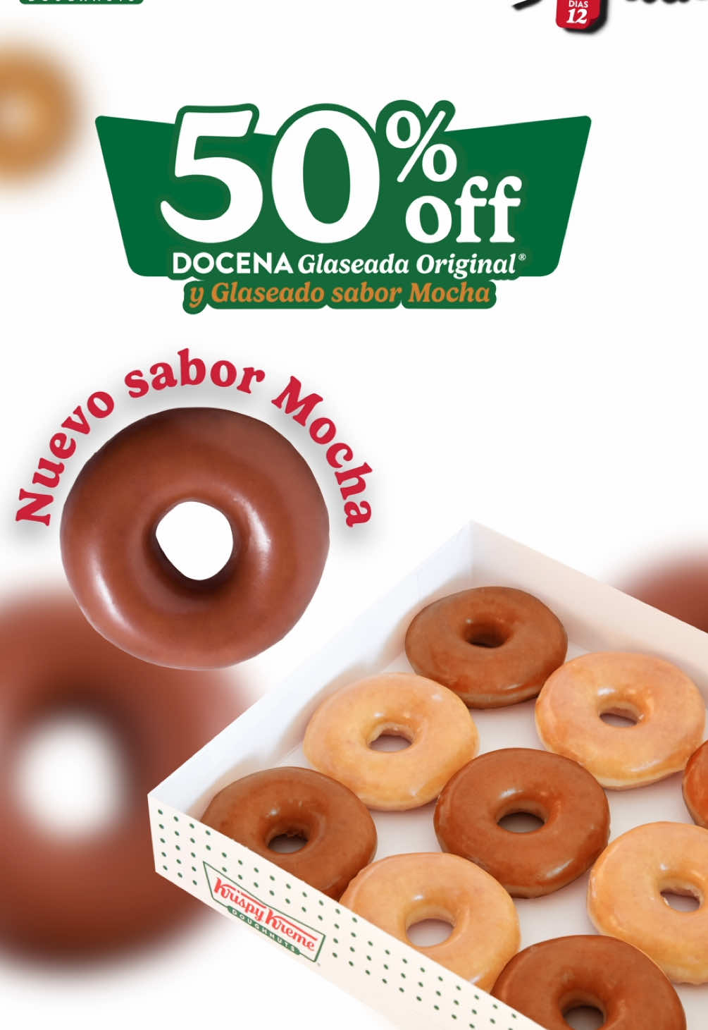 🔔 ¡Los días 12 saben a felicidad! 🍩😍 Este viernes, 12 de septiembre, disfruta de 50% DE DESCUENTO en la Docena Glaseada Original® para celebrar el #DíaDeLasDocenas 🎉 Pide ya esta promo en tienda o por delivery a través de Uber Eats, Krispy Kreme Delivery o WhatsApp al 800 00 800 88 🛵 #Donas #Promociones #Ofertas 