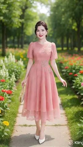 Đầm Dập ly Xu Hướng 2025 Váy ren gắn hoa hoa thiết kế 2 lớp vải lụa mịn, váy dự tiệc Nữ Dress Women. #thoitrangnucaocap #damcongso #damvay 