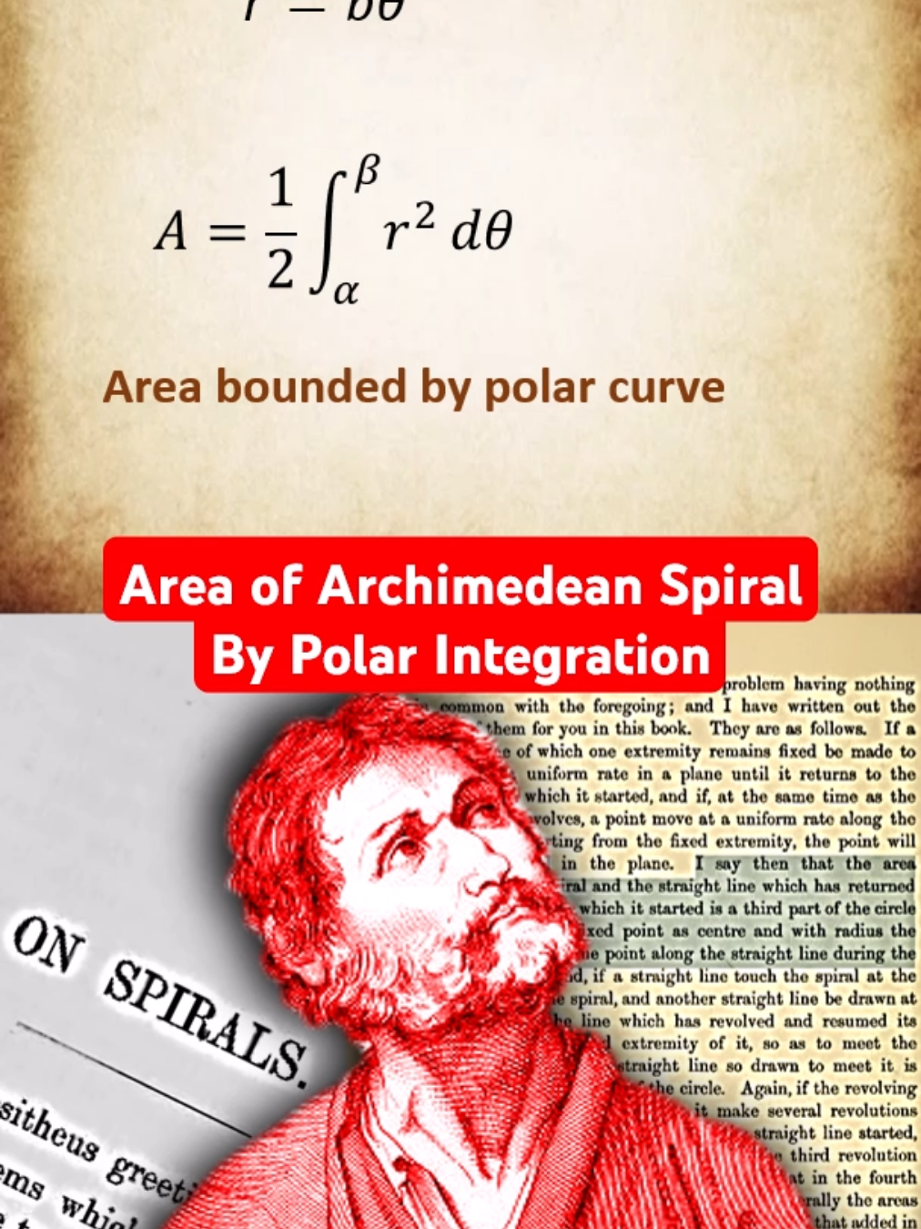 Archimedean Spiral Area by Polar Integration #integration  #integral  #calculus 