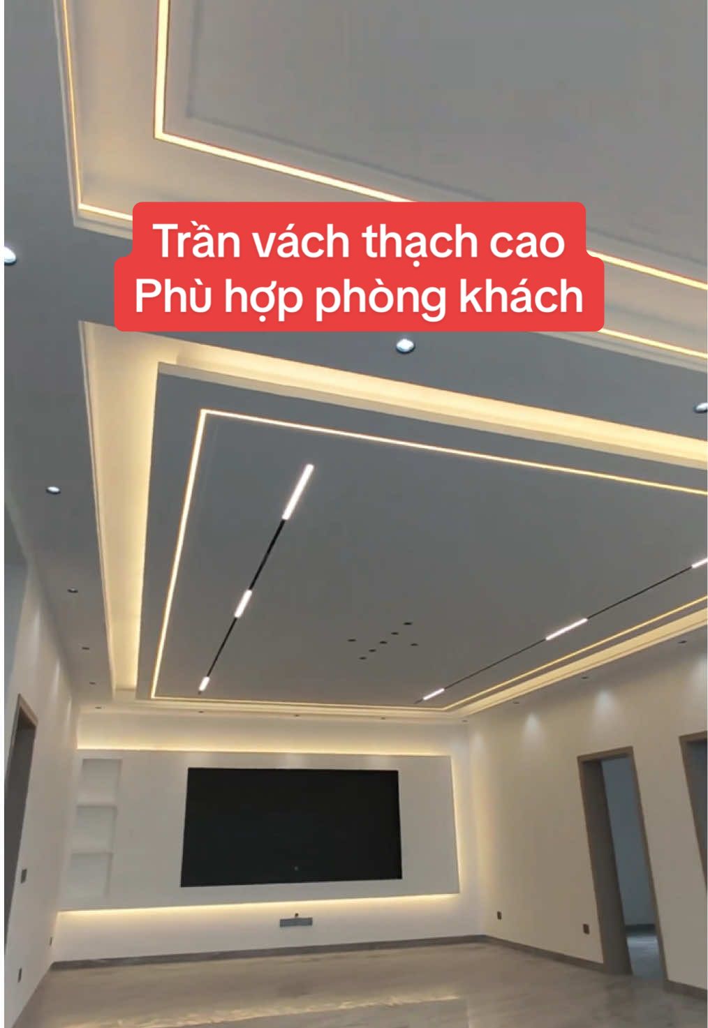 Mẫu trần, vách thạch cao phù hợp phòng khách hiện đại, sang trọng #vachthachcao #tranthachcao #thietkenoithat #phongkhach #xuhuong 