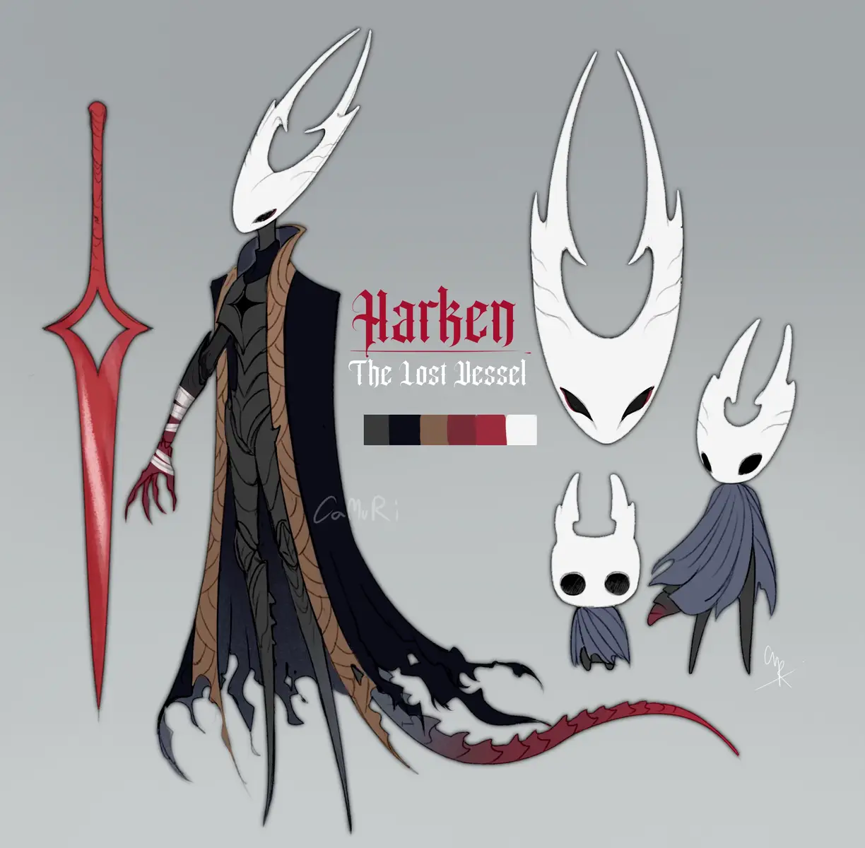 Harkennos Hollow knight !! The second one is his partner belongs to my friend 😎 (Harken didn’t have a tail at first. I added it so people would know this design is an OC) #hollowknight #au #oc #silksong #digitalart #originalcharacter #fyp 