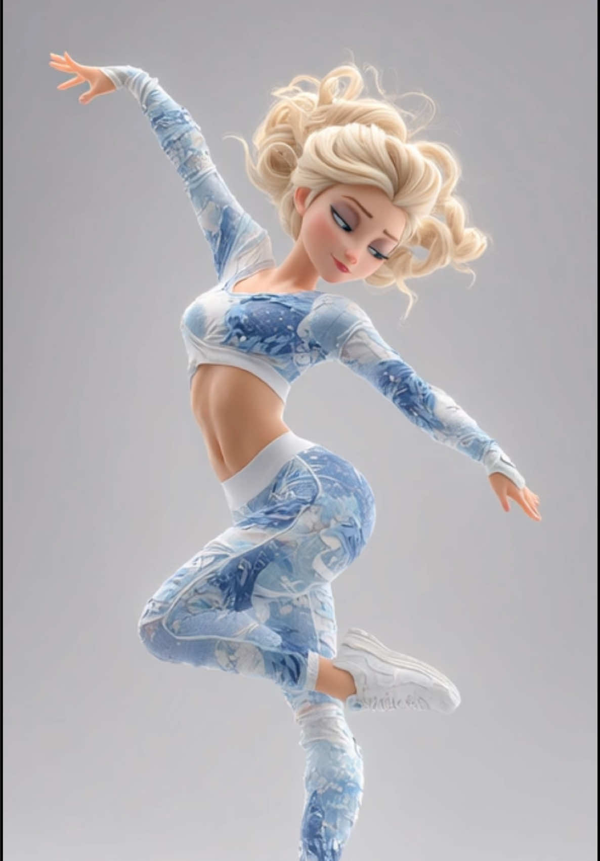 Elsa frozen is dancing in fascinating top and leggings 