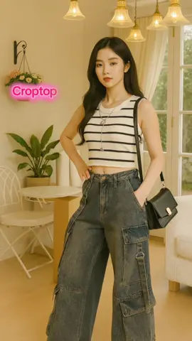 ✨ Black & white striped crop top – minimal yet chic, giving off a youthful and dynamic vibe. Easy to style for casual outings, streetwear looks, or even beach days – a must-have for every Gen Z wardrobe. #genzfashion #casualoutfit #stripedcroptop #trendingstyle#ritainkl 