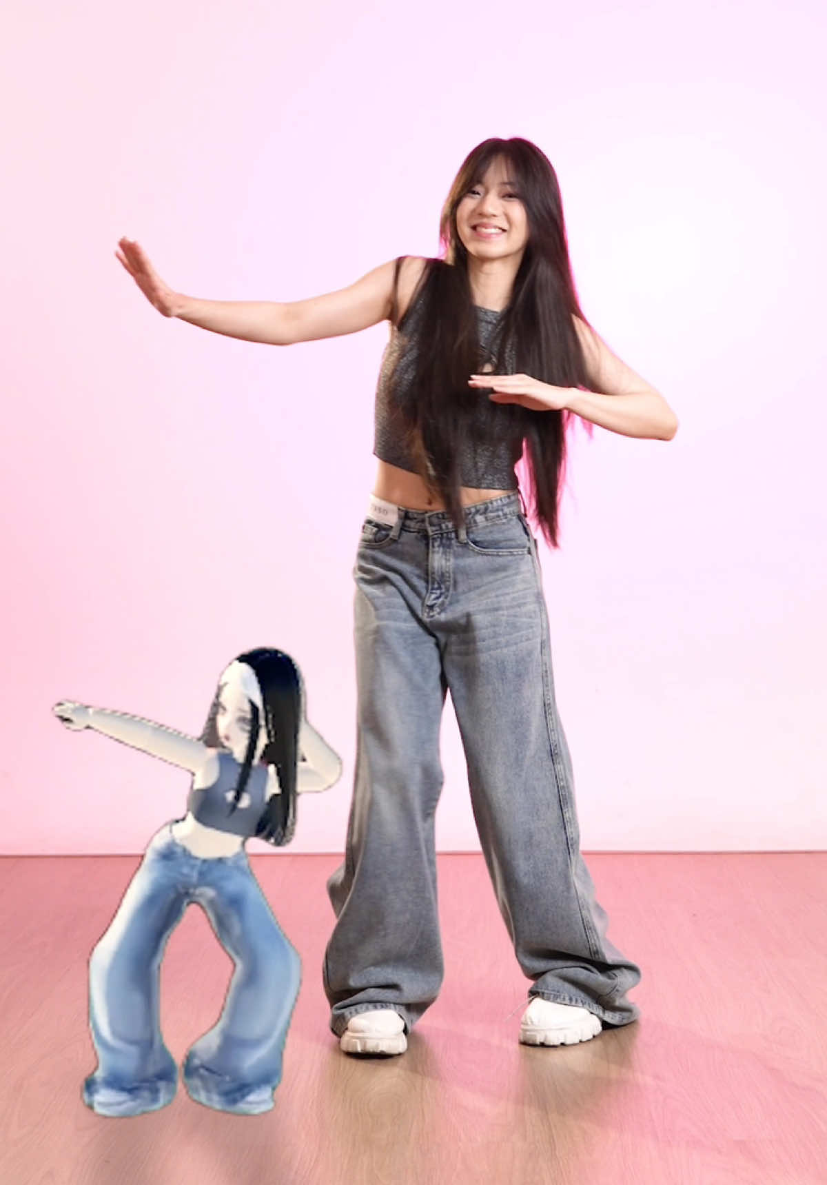 SZE lagi seru-seruan dance Roblox 💃 Tetep kece karena pake jeans WEEKEND 777 👖✨ #JINISO #jinisoemangkeren #autokeren #highwaistloose #loosejeans 
