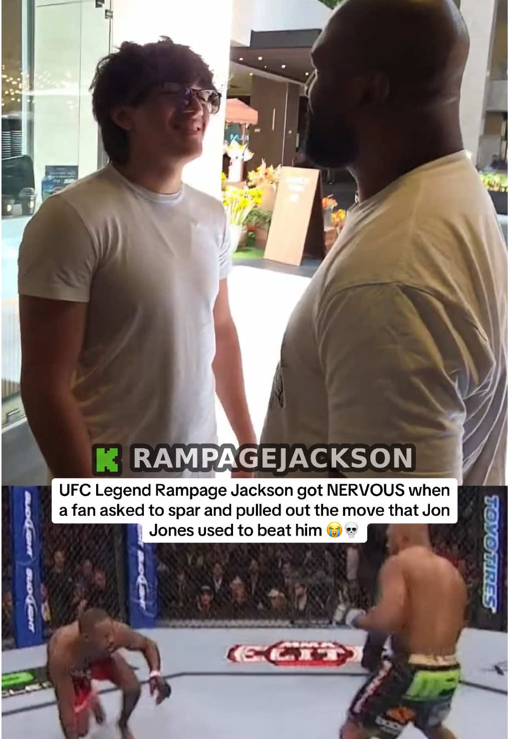 UFC Legend Rampage Jackson got NERVOUS when a fan asked to spar and pulled out the move that Jon Jones used to beat him 😭💀 #rampagejackson #UFC #jonjones 