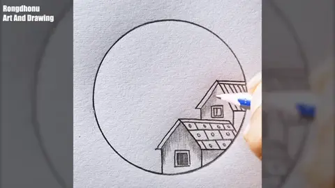 peaceful village evening pencil drawing art#drawings #100million #art 