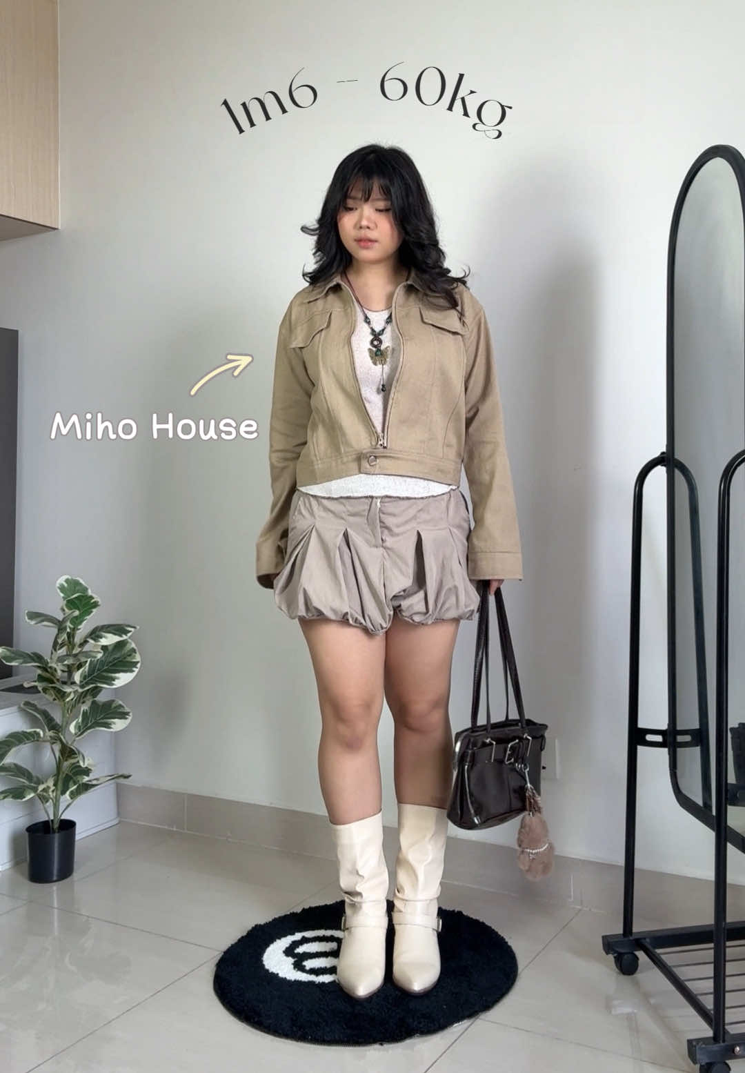 60kg & Áo khoác jean kaki dáng lửng #mihohouse 🤎🍂 #mochei 