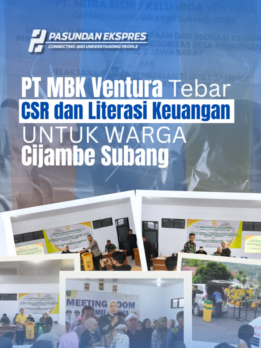 PT Mitra Bisnis Keluarga (MBK) Ventura Cabang Cijambe kembali menunjukkan komitmennya dalam membangun masyarakat yang berdaya dan peduli lingkungan. Melalui program Corporate Social Responsibility (CSR), PT MBK Ventura menyalurkan bantuan berupa tempat sampah organik dan non-organik ke berbagai lembaga masyarakat di Kecamatan Cijambe, Kabupaten Subang. Bantuan itu tidak hanya menyasar desa, tetapi juga lembaga pendidikan dan keagamaan. Tercatat, sebanyak 8 desa, 10 sekolah dasar, Kantor Urusan Agama (KUA), Puskesmas, satu SMA, serta dua masjid di Kecamatan Cijambe menerima fasilitas tempat sampah pilah tersebut. Kegiatan CSR ini dikemas dalam agenda sosialisasi pembiayaan dan edukasi keuangan yang digelar di Aula Kecamatan Cijambe, pada Kamis (11/9/2025).  – Follow @pasundanekspres_news untuk info dan berita terkini lainnya! #pasundanekspres #subang #subanginfo #subangupdate #ptmbkventura #csr #cijambe #literasikeuangan