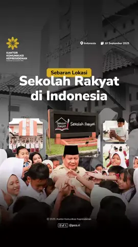 Program Sekolah Rakyat merupakan bagian dari Asta Cita presiden untuk memutus rantai kemiskinan melalui pendidikan. Sebanyak 165 Sekolah Rakyat tersebar di 32 provinsi Indonesia. Tersebarnya Sekolah Rakyat juga menjadi wujud dari pemerataan akses pendidikan dari kota hingga pelosok negeri. #KantorKomunikasiKepresidenan