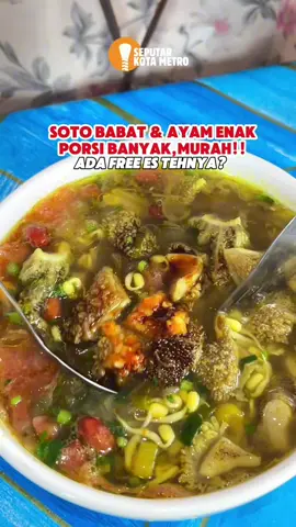 Soto Babat & Ayam Enak di Metro 🤩 Soto babat 15k  Soto ayam cuma 10k Soto daging 15k  Pake nasi atau lontong 2k Menu lain juga lengkap ada gorengan, mie, sampai telur asin. 📶 Tempatnya nyaman, ada free wifi, dan buka tiap hari jam 9 pagi-5 sore. Spesialnya, tiap Jumat ada promo Jumat Berkah GRATIS es teh 🥤 📍 Lokasinya deket Kampus UIN Jusila Metro, ±50 meter dari lapangan. Yuk cobain, dijamin bikin betah makan di sini #sotoenakmetro #seputarkotametro #kulinerseputarkotametro