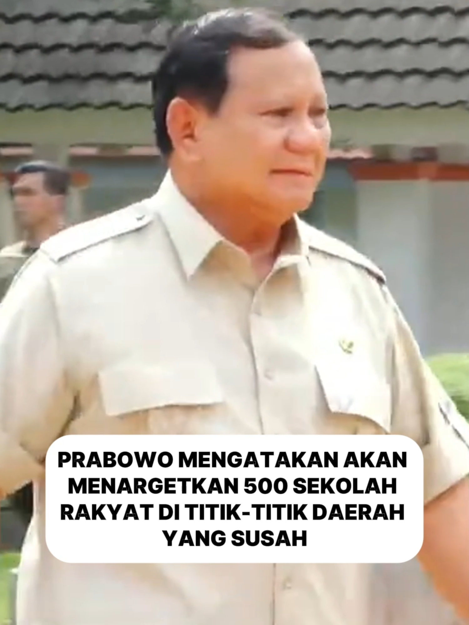 Presiden Prabowo mengatakan akan menargetkan 500 sekolah rakyat di titik-titik daerah yang susah!! Pendidikan adalah yang utama dan jadi dasar dari negara. dari mana Pendidikan yang bagus didapat? adalah dari tempat belajar/ sekolah yang memadai dan nyaman!!! #prabowo #prabowosubianto #prabowopresiden2024 #indonesiamaju #indonesia🇮🇩