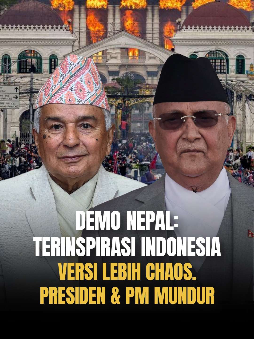Terinspirasi dari Indonesia, aksi demo di Nepal lebih chaos dan memicu krisis politik. Presiden dan Perdana Menteri mundur. Gedung DPR sampai rumah presiden dibakar. Apa yang memicu aksi di Nepal? Mengutip AFP, pada Jumat, 5 September, Pemerintah Nepal memblokir akses ke 26 platform media sosial. Langkah ini memicu protes dari para aktivis dan mahasiswa yang menuduh pemerintah bersikap otoriter dan berusaha membungkam suara rakyat, terutama terkait isu korupsi yang marak.  Para demonstran, yang menyebut diri mereka 