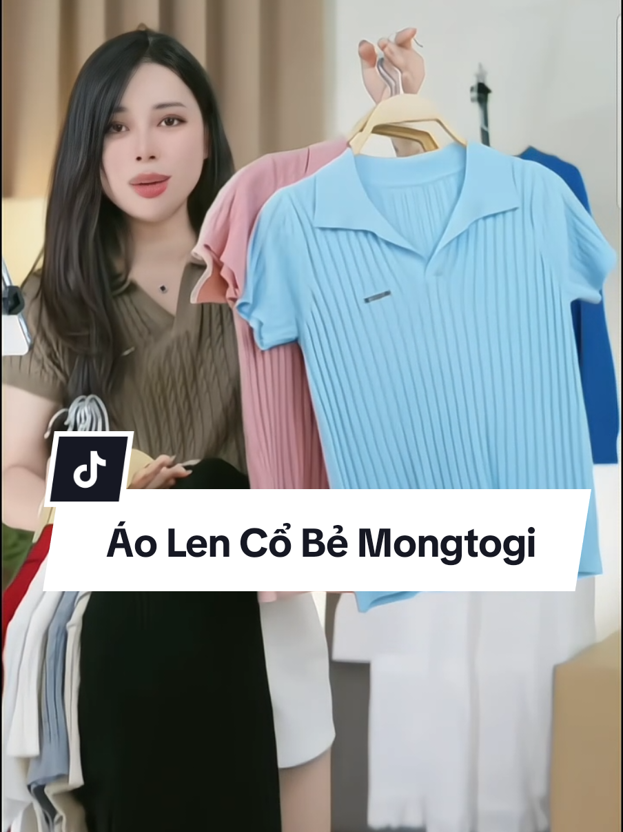 Áo len cổ bẻ chất len mongtoghi #aolencobe #aolenhe #thoitrangnu 
