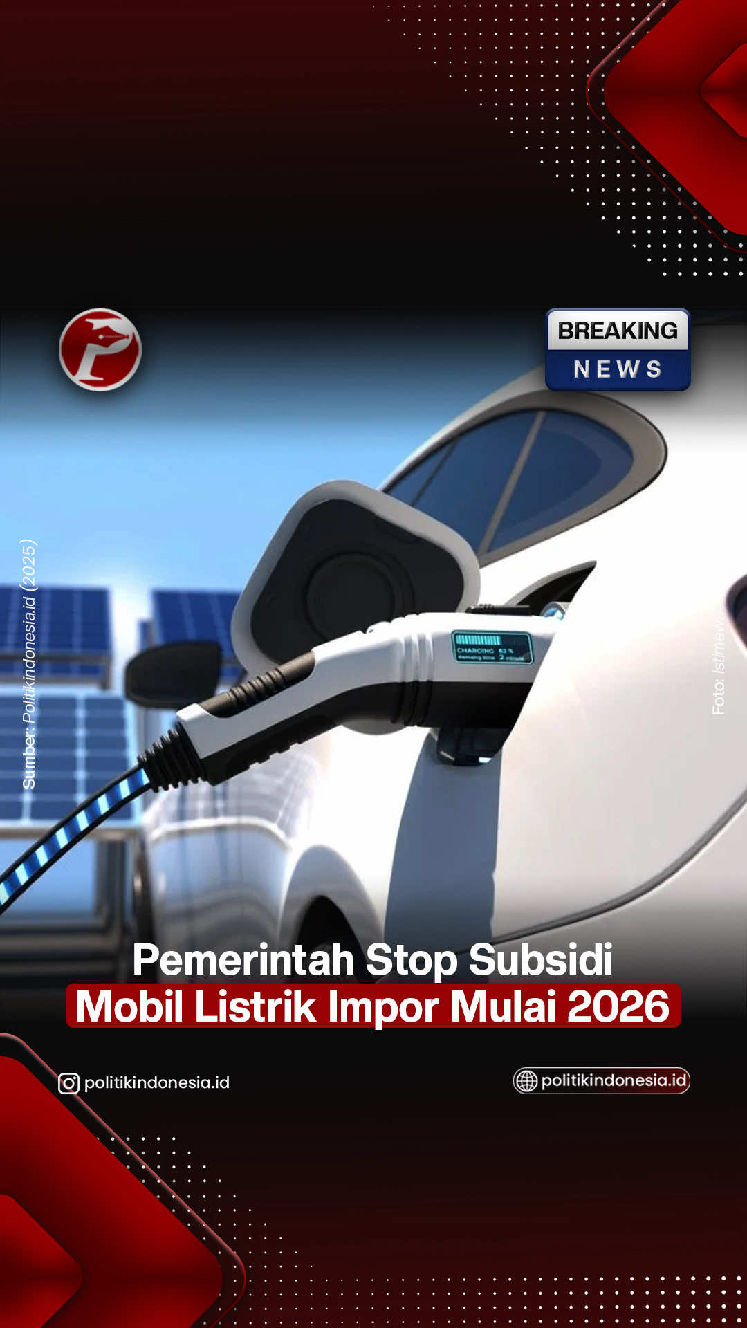 Kementerian Perindustrian (Kemenperin) menyatakan tidak akan memperpanjang insentif untuk mobil berbasis baterai listrik (battery electric vehicle/BEV) yang dijual di pasar domestik dengan skema impor utuh (Completely Built-Up/CBU) pada tahun 2026. ‎Adapun pemerintah memberikan insentif untuk importasi CBU mobil listrik hingga akhir Desember 2025 berupa bea masuk dan keringanan PPnBM dan PPN. Yakni, dengan ketentuan perusahaan penerima manfaat insentif ini harus melakukan produksi dalam negeri 1:1 dari jumlah kendaraan CBU yang masuk ke pasar domestik. ‎