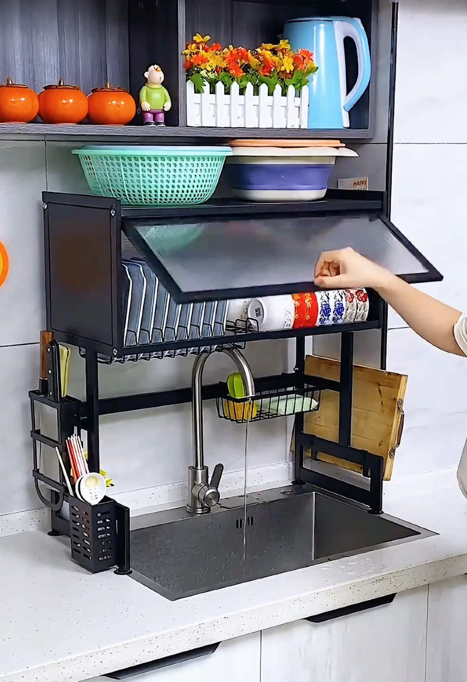 Kệ chén có nắp đậy, kệ chén để bồn rửa thông minh #kechenbatdanang 