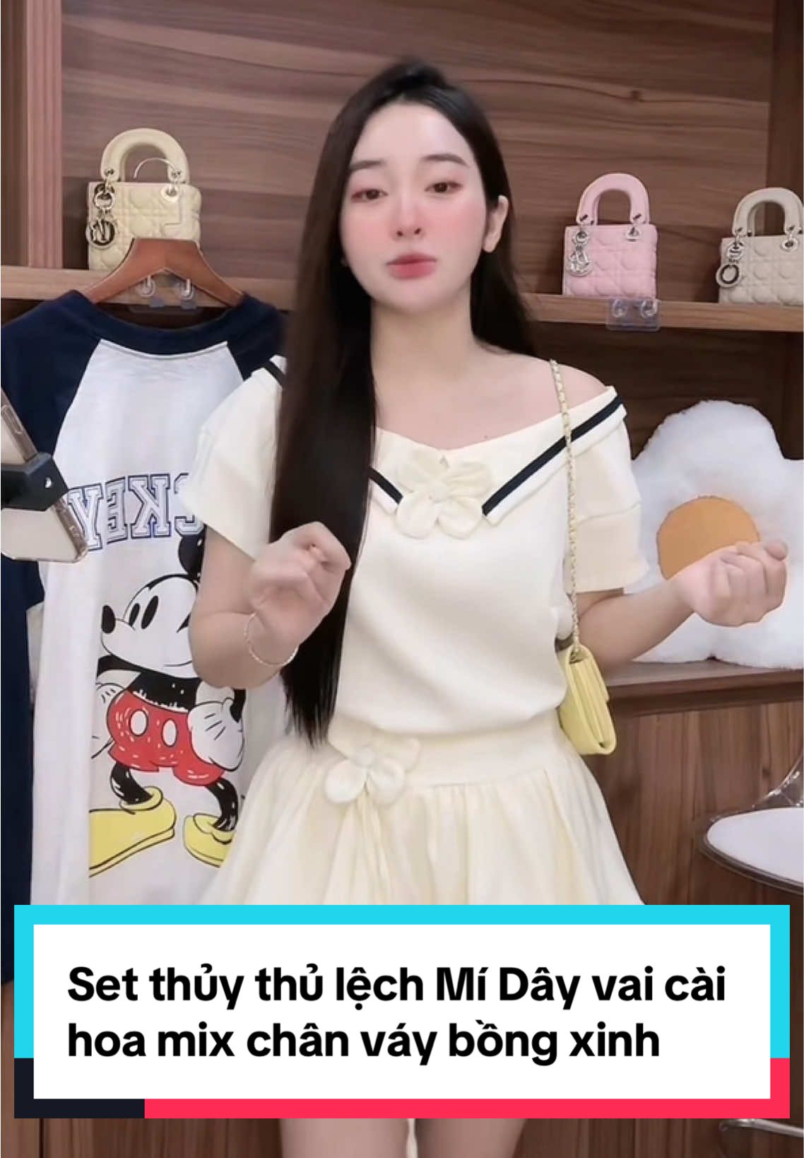 Set thủy thủ lệch Mí Dây vai cài hoa mix chân váy bồng xinh #xuhuong #xuhuongtiktok #xuhuong2025 #vayxinh #aoxinh 