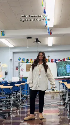 I guess I was really feeling the stripes this week. #fyp #teacheroutfit #OOTD #highschoolteacher #workingmom 