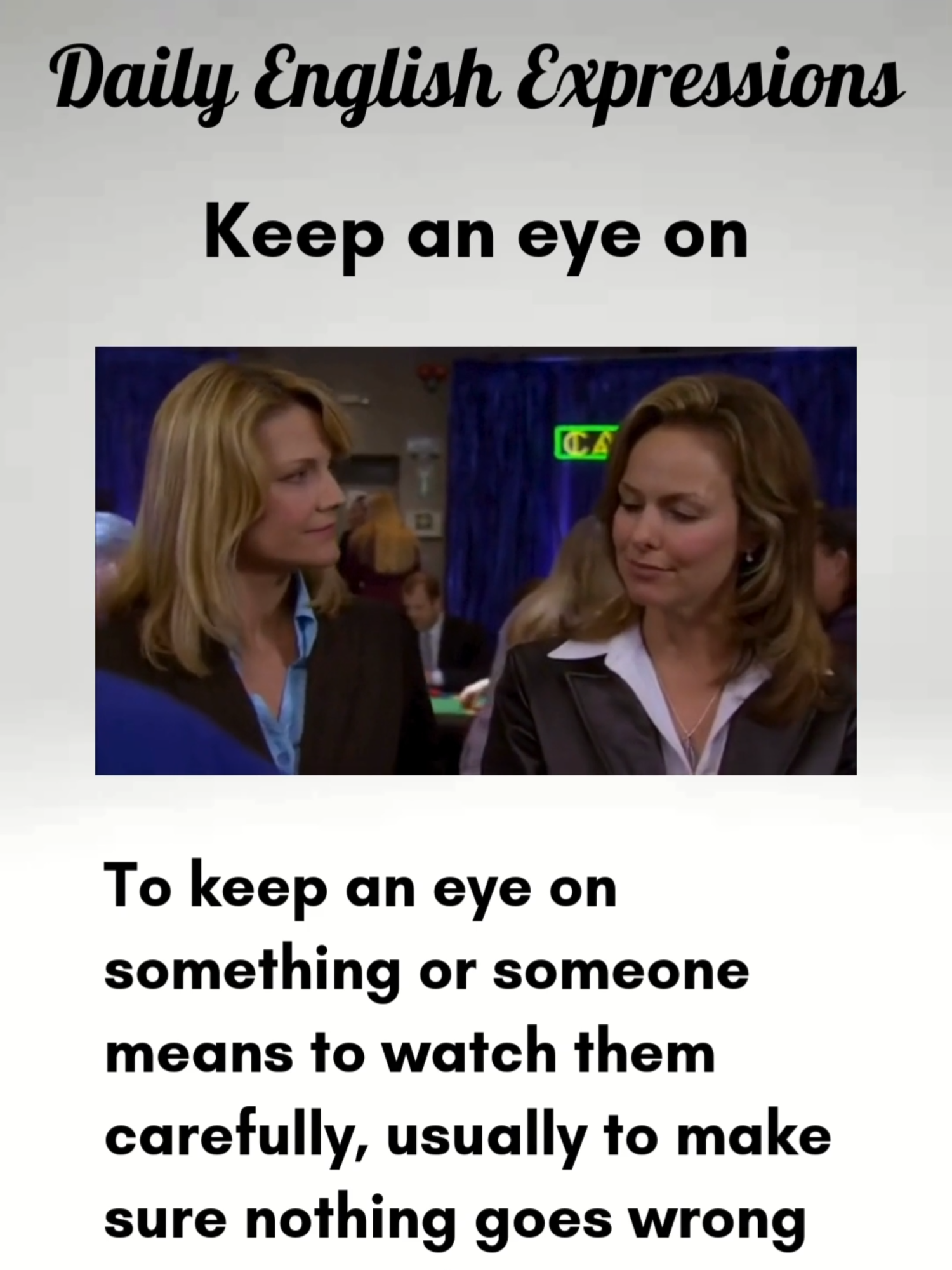 Stop Saying ‘Watch’ — Use This Native Phrase Instead! Learn how native speakers use the phrase “keep an eye on” in daily conversation. This short video breaks it down with simple examples and a fun mini-dialogue. Perfect for A2–B1 learners who want to sound more natural in English! 💬 Expression: Keep an eye on 🎯 Meaning: Watch something or someone carefully 📌 Level: A2–B1 Subscribe for more daily English expressions and real-life examples! #learnenglish #easyenglishlessons #keepaneyeon